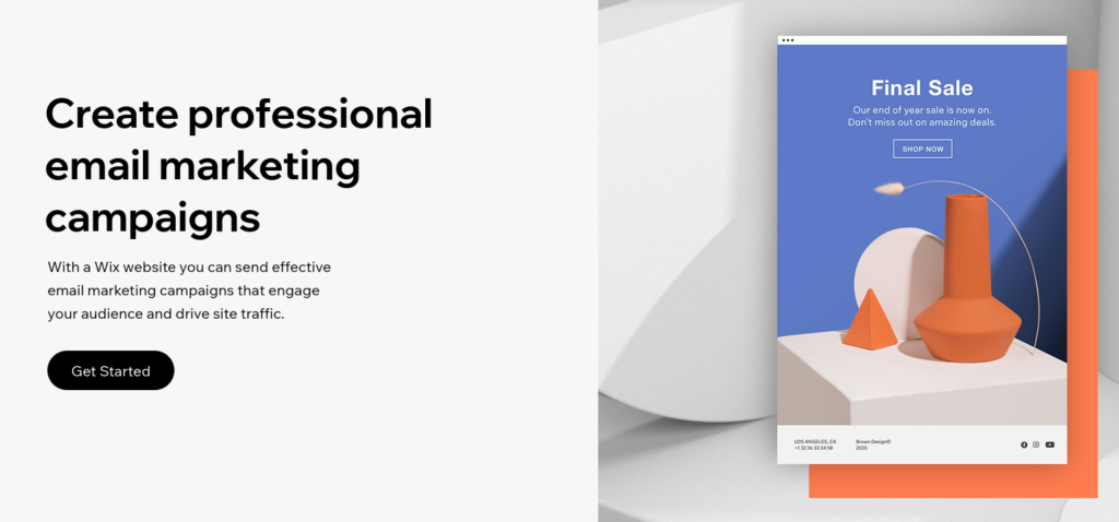 Wix Email Marketing: Landing Page